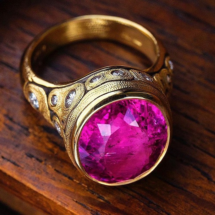Alex Sepkus pink tourmaline oval ring