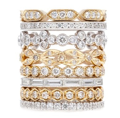 Sethi Couture stacking bands in yellow and white gold
