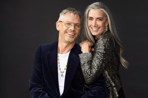 Ray Griffiths and model wearing jewelry 