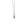 side profile of 14k white gold diamond solitaire pendant necklace