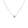 back side of  14k yellow gold emerald cut bezel set diamond pendant necklace