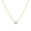 back side of oval bezel set diamond necklace