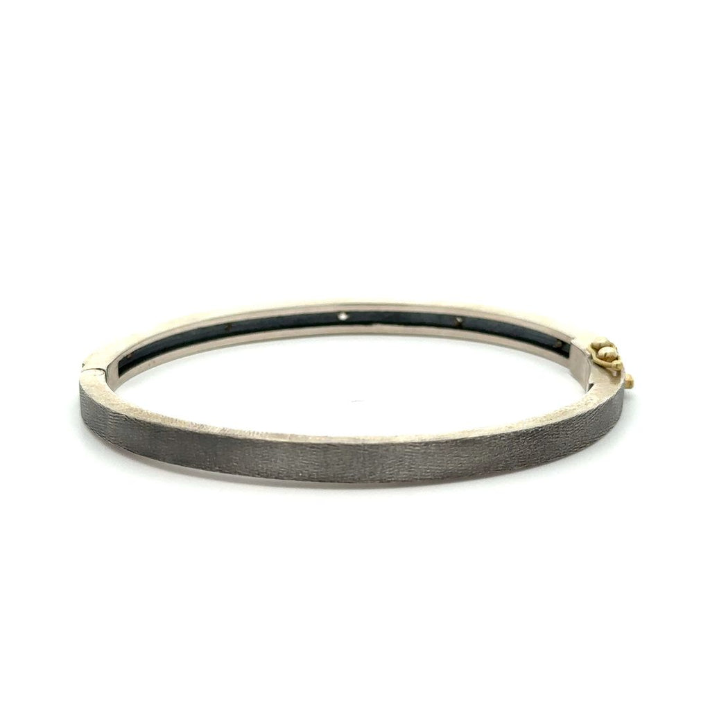 Rene Escobar 18K Yellow Gold "Valery Lux" Diamond Bangle Bracelet back side without diamonds