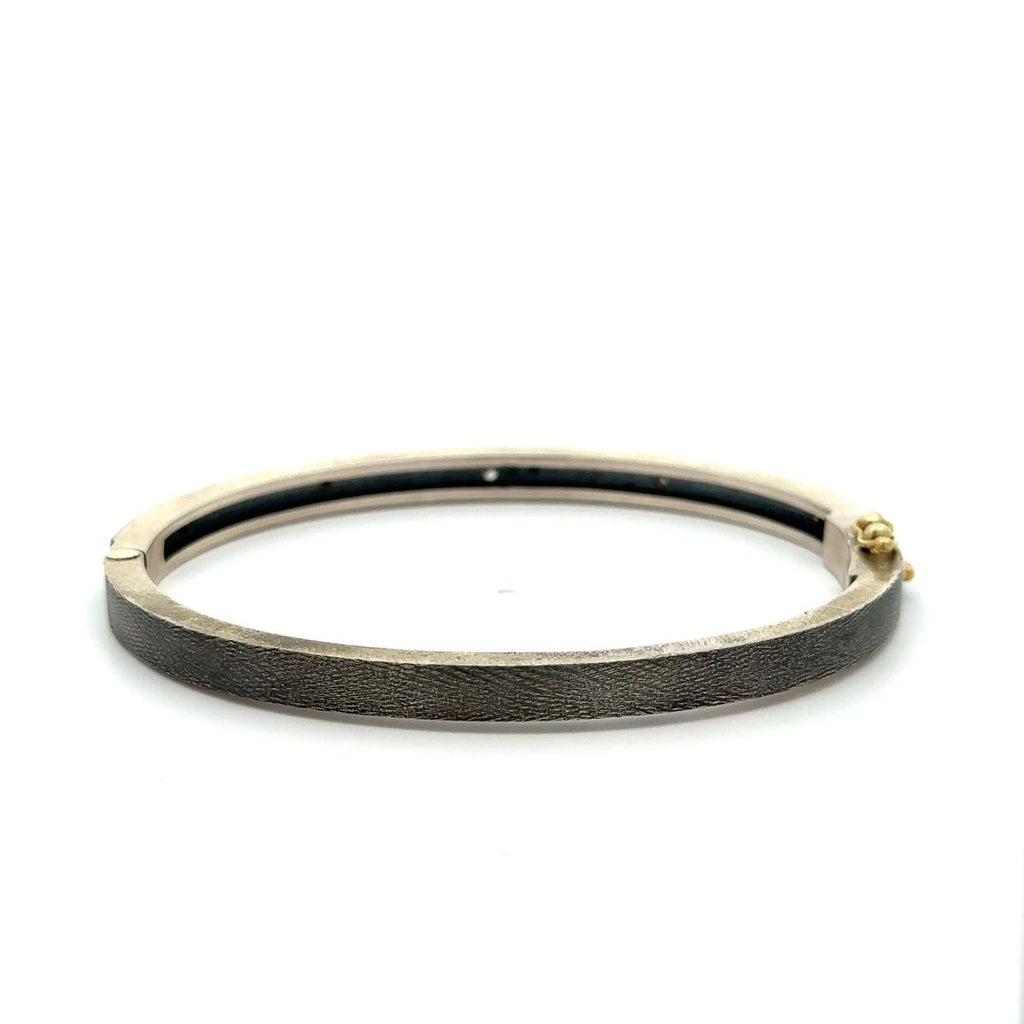 Rene Escobar 18K White Gold "Valery Lux" Diamond Bangle Bracelet back side without diamonds