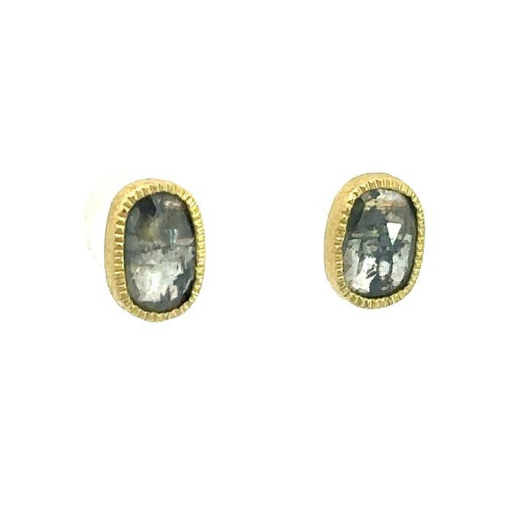 Todd Reed fancy cut rustic diamond stud earrings