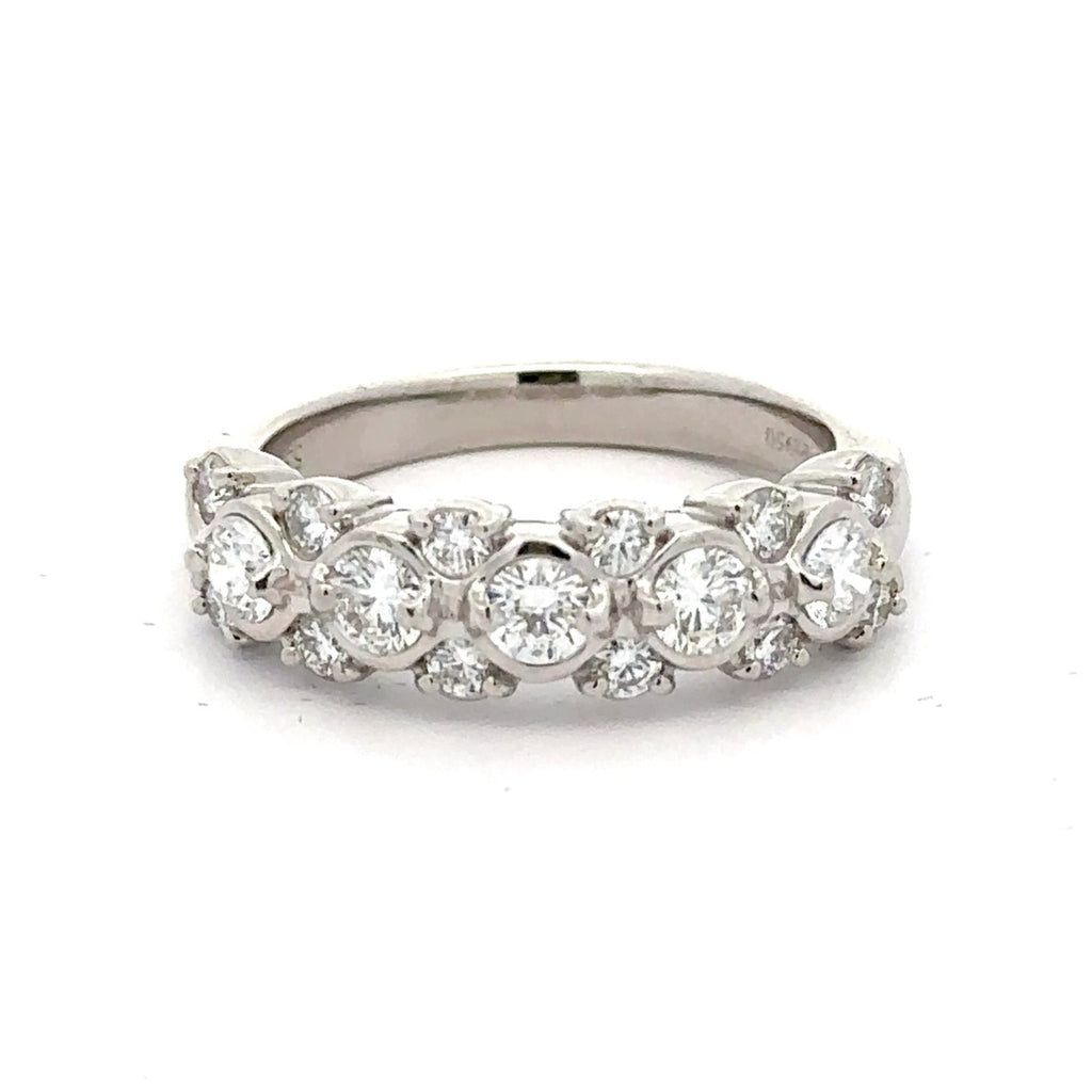 Suwa platinum anniversary style band with 17 round brilliant diamonds