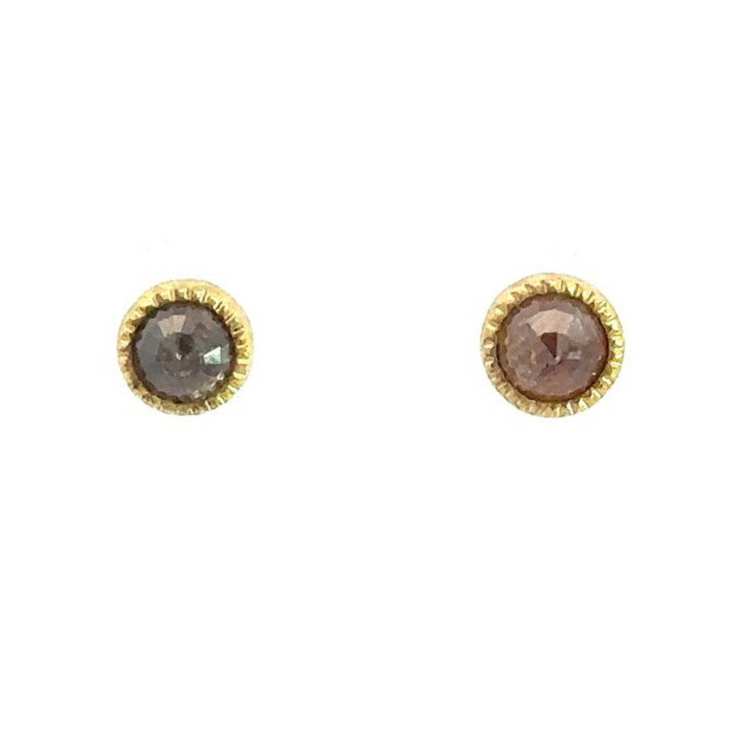 Todd Reed fancy cut rustic diamond stud earrings