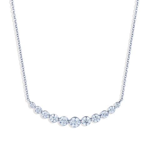 18k white gold diamond bar necklace