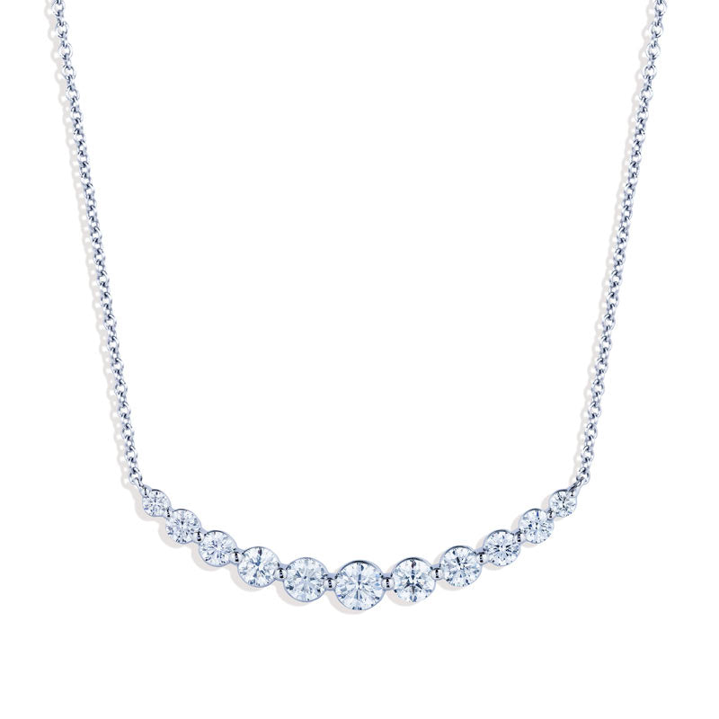 18k white gold diamond bar necklace