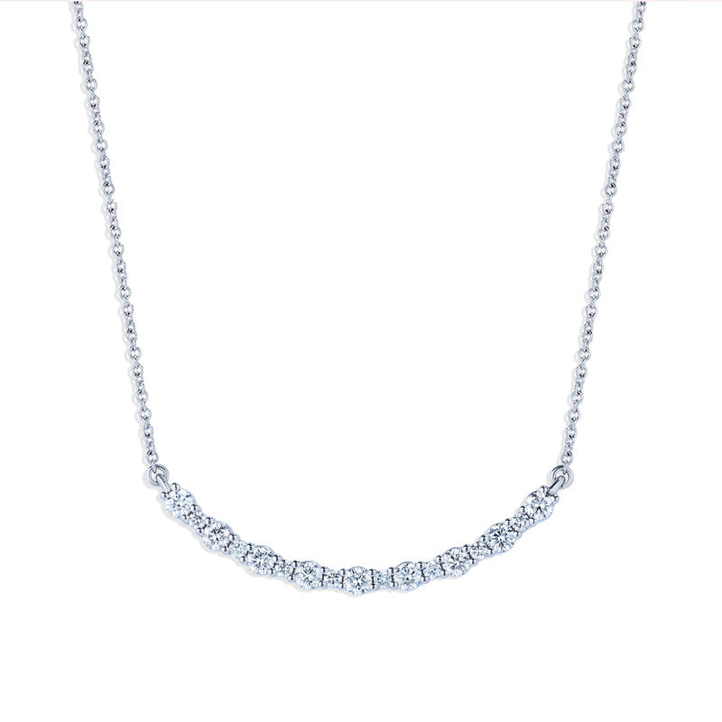 18k white gold diamond bar necklace