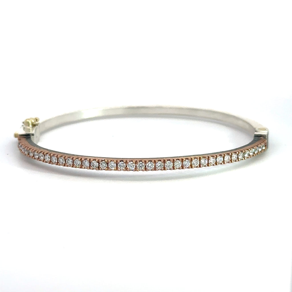 Rene Escobar 18k rose gold "Chloe" diamond bangle bracelet with silver backside