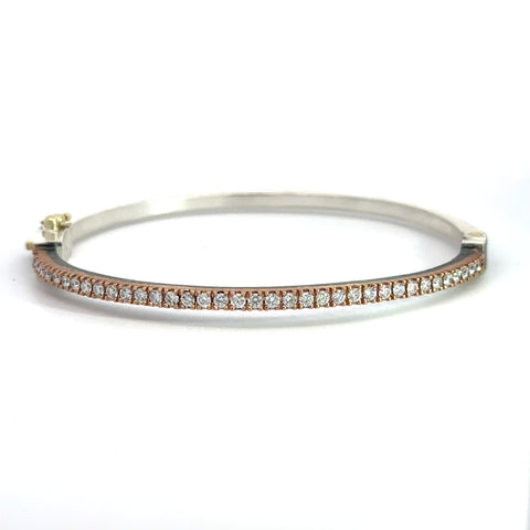 Rene Escobar 18k rose gold "Chloe" diamond bangle bracelet with silver backside