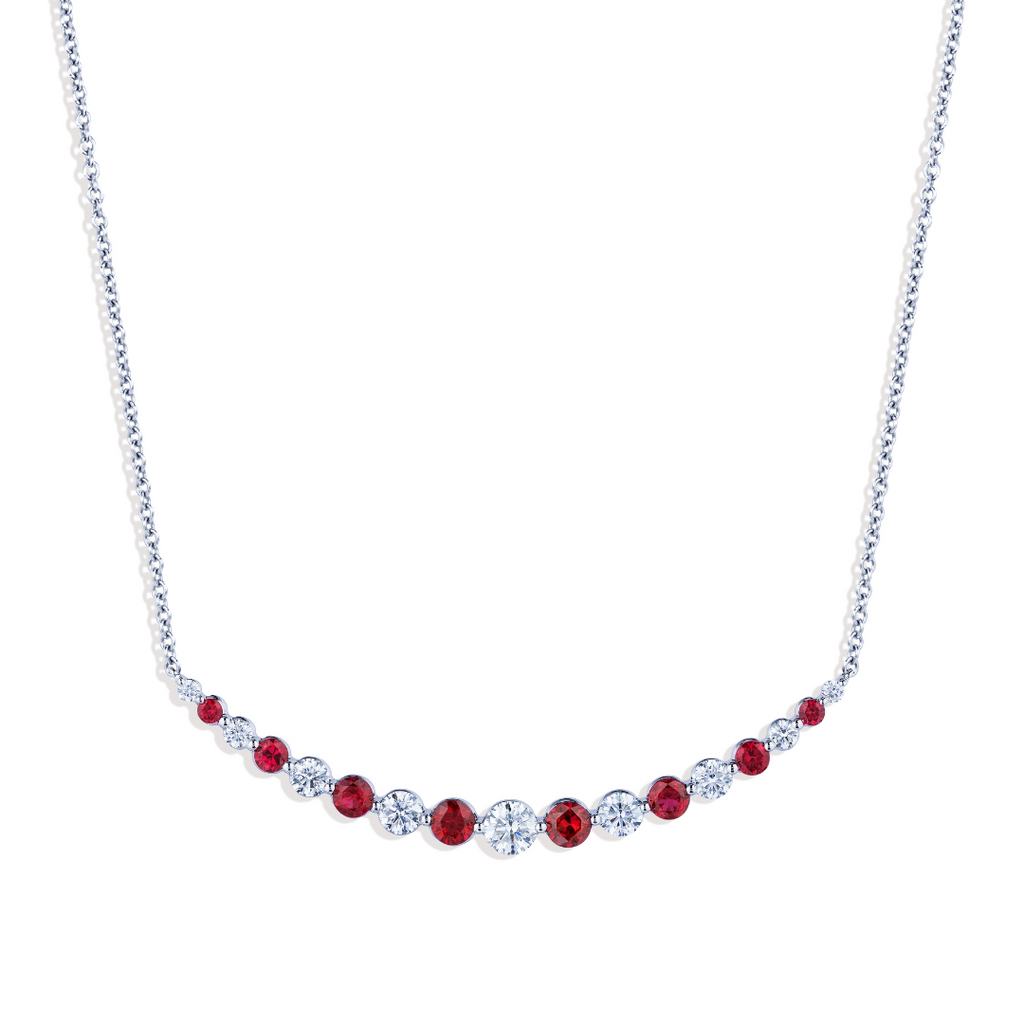 18k white gold ruby and diamond necklace