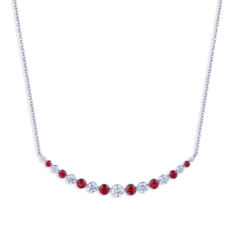 18k white gold ruby and diamond necklace