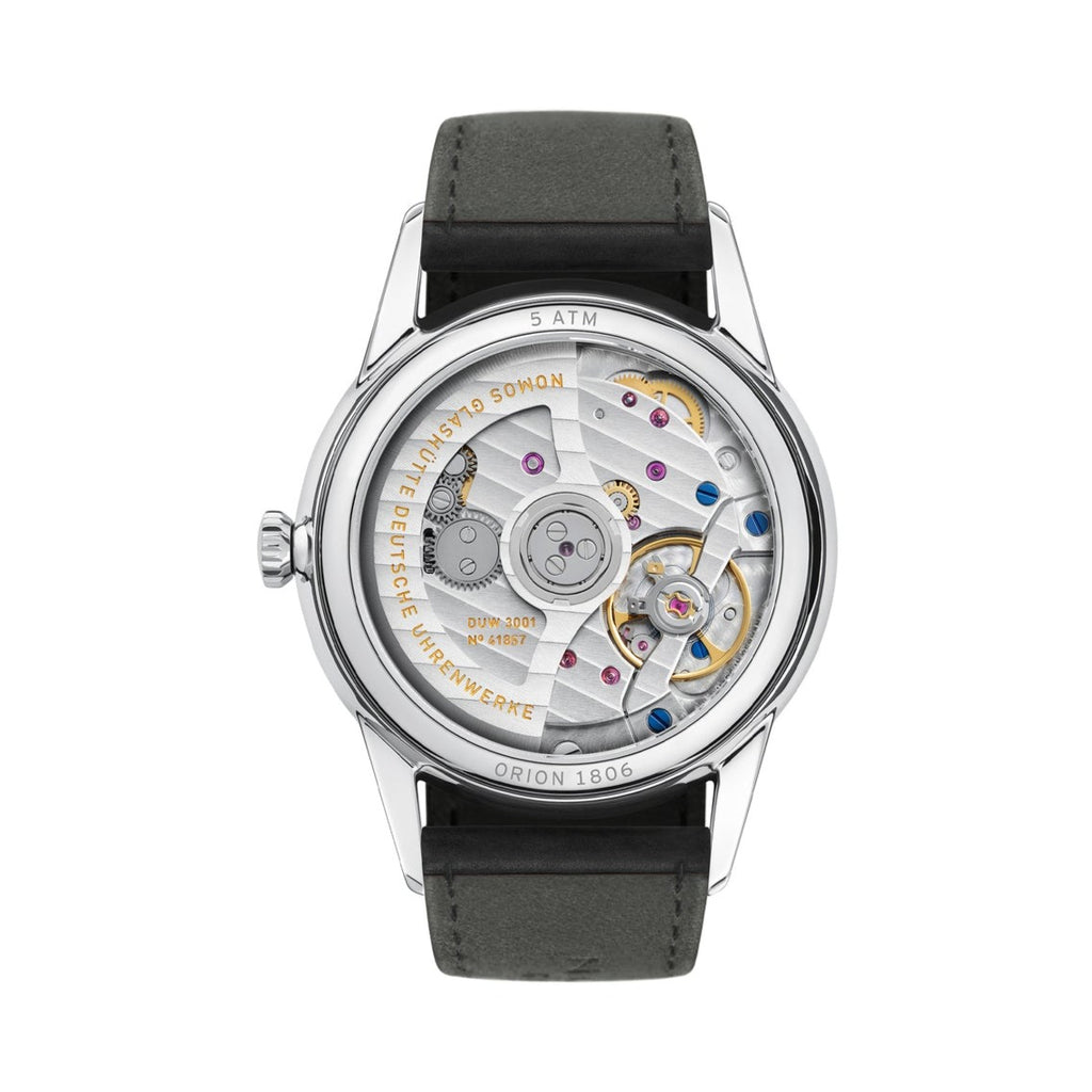 Nomos Orion Neomatik New Black Ref. 396, back side of watch