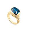 R-226 "Francoise" ring set with blue zircon and white diamonds
