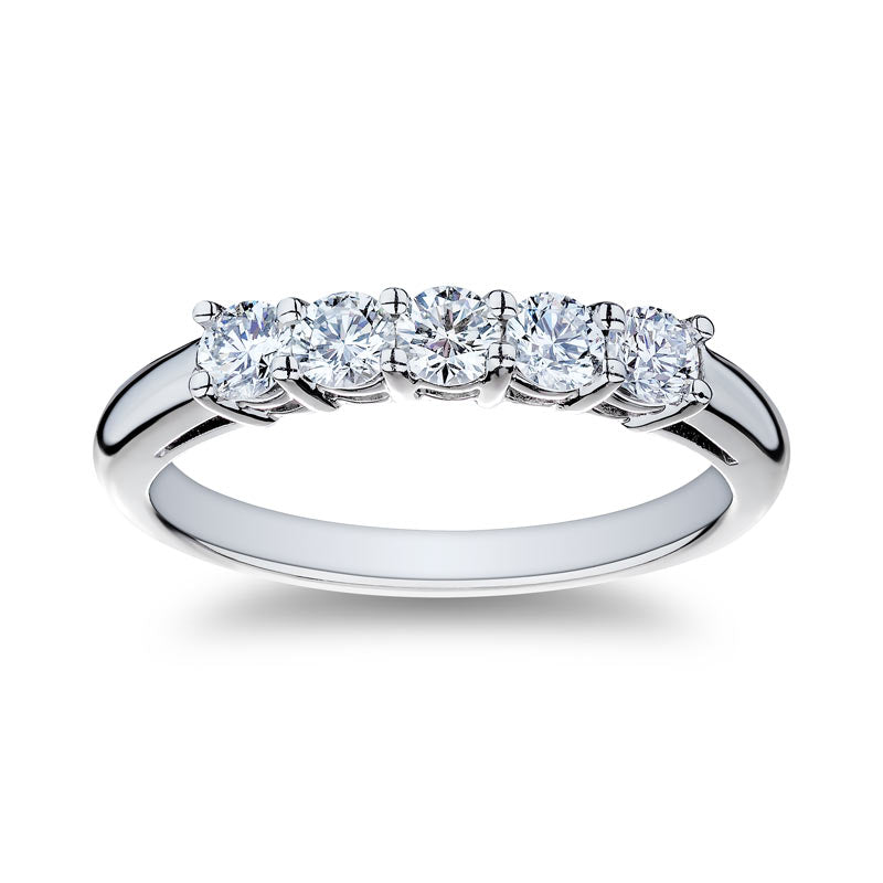 platinum 5 stone diamond anniversary band 0.55ctw