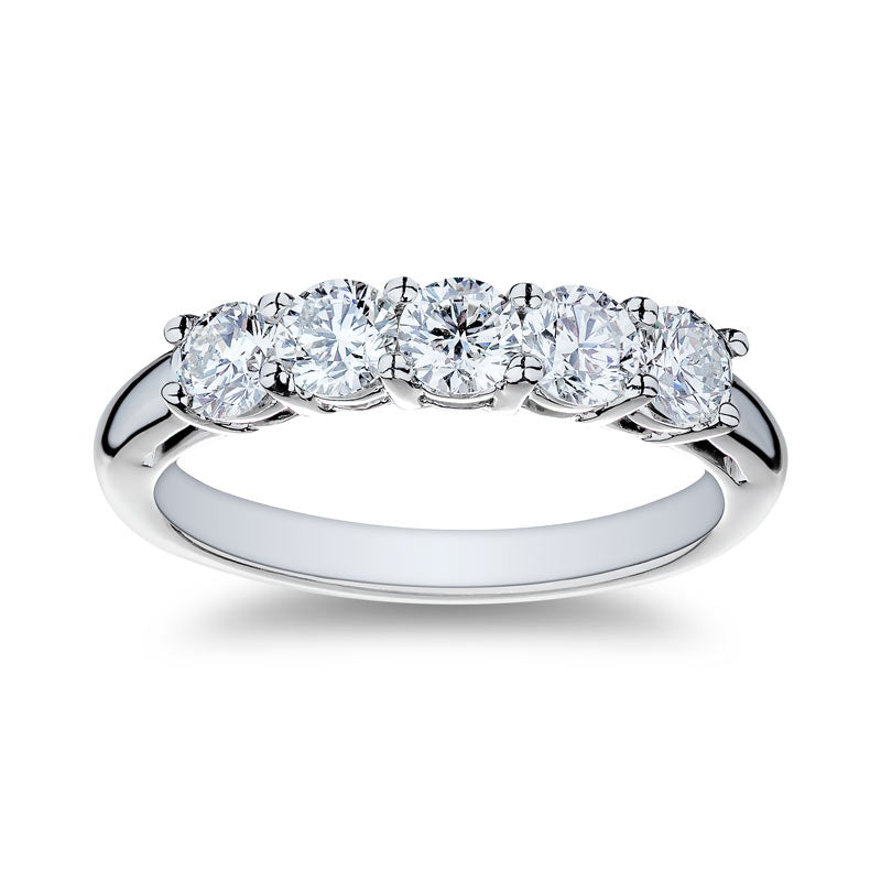 platinum 5 stone diamond anniversary band. 1.00ctw