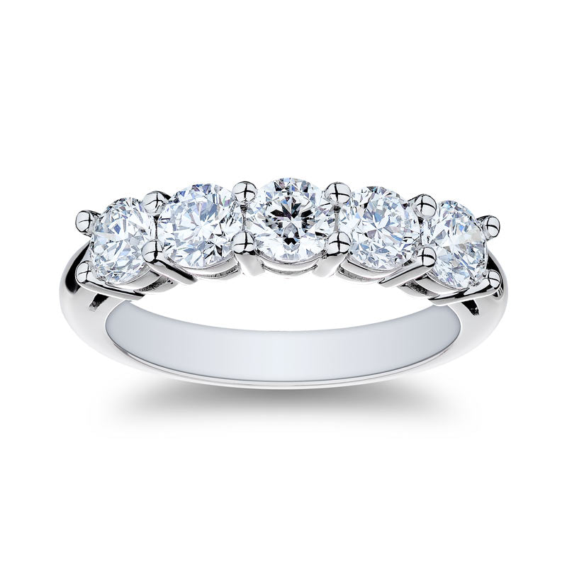 platinum 5 stone diamond anniversary band 1.60ctw