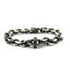 Rene Escobar sterling silver "Andrea" chain link bracelet featuring black diamonds
