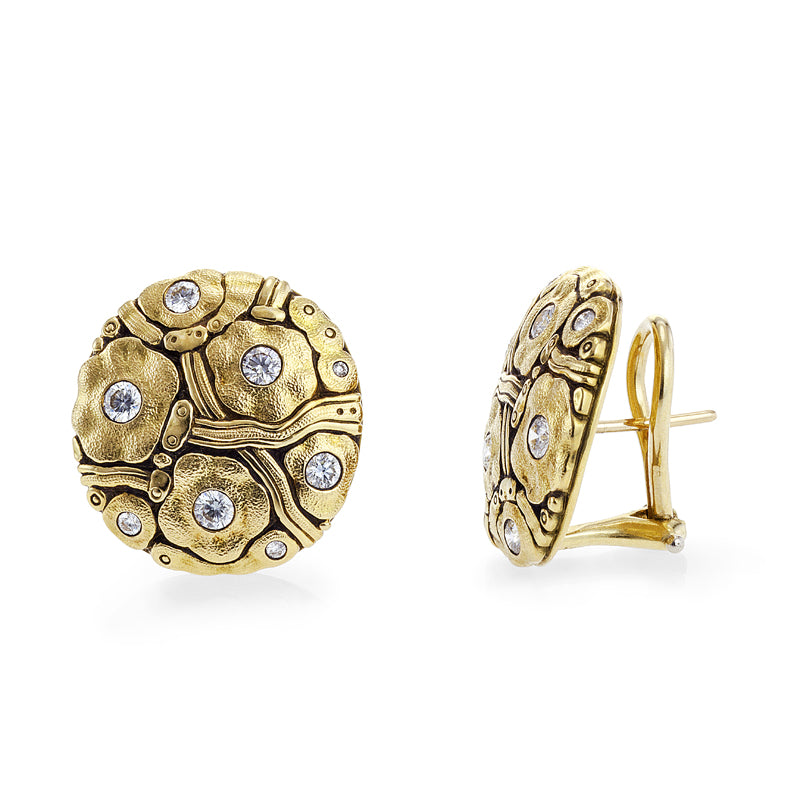 Alex Sepkus "Summer Flowers" 18K Gold and Diamond Earrings