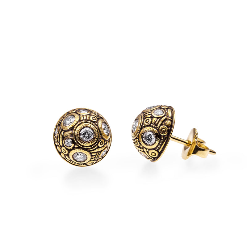 Alex Sepkus 18K Gold and Diamond "Half Dome" Earrings