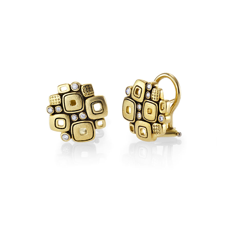 Alex Sepkus 18K Gold "Little Windows" Diamond Earrings