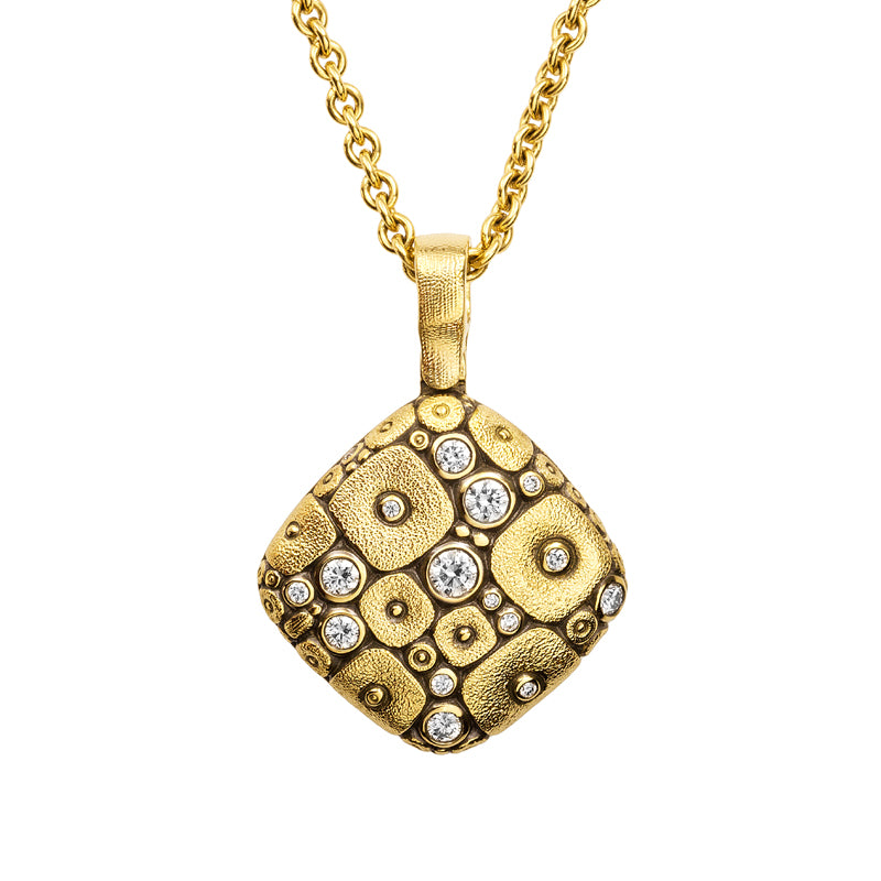 Alex Sepkus "Soft Mosaic" 18K Gold and Diamond Pendant