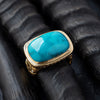 Alex Sepkus Turquoise and Diamond "Garden" Ring with dark background