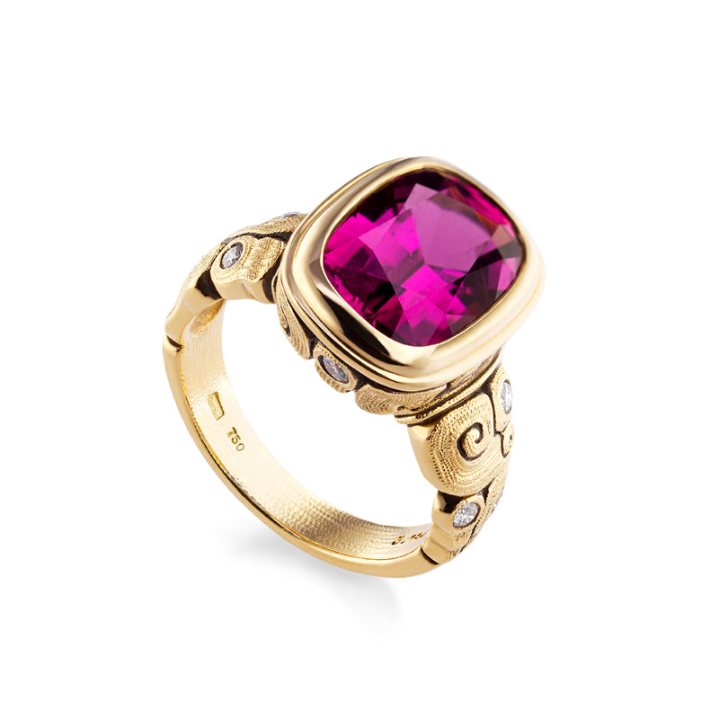 Alex Sepkus Rubellite and Diamond "Seashell" Ring