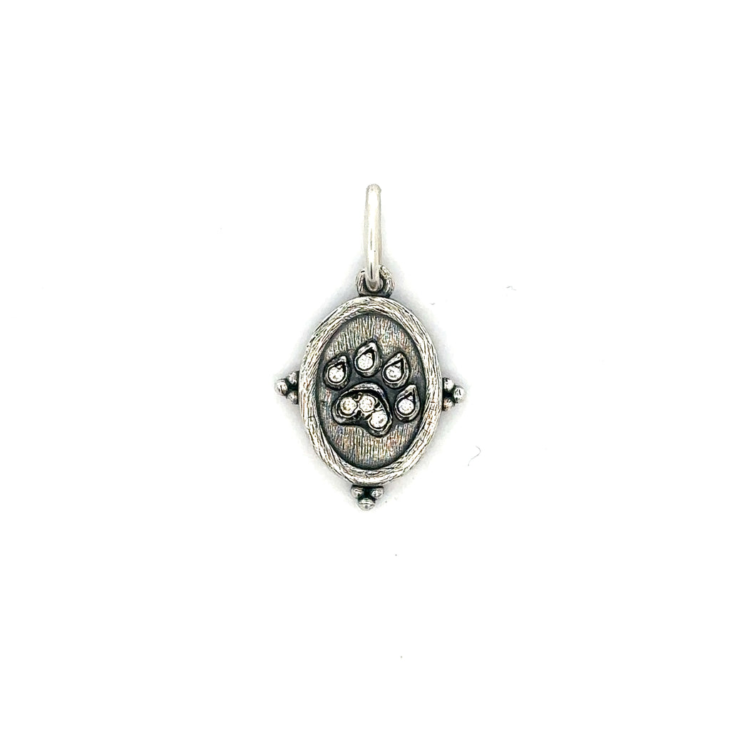 Erica Molinari sterling silver diamond paw charm front side 