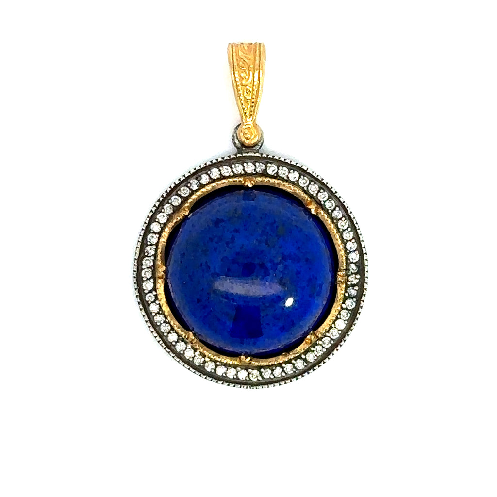 Arman lapis diamond halo pendant