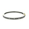 Rene Escobar 18K rose gold "carol" bangle bracelets with diamonds throughout and a silver backside