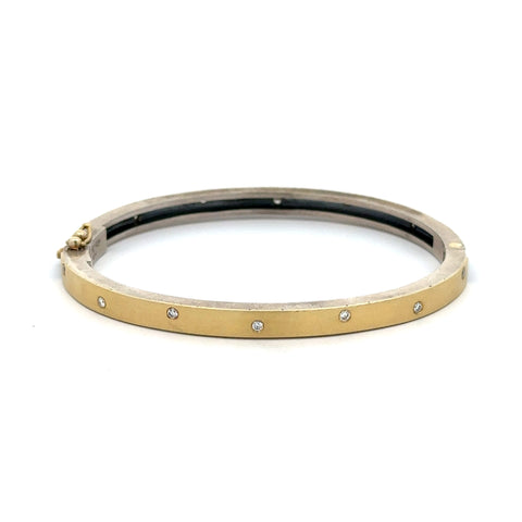 Rene Escobar 18k yellow gold "carol" diamond bangle bracelet front side