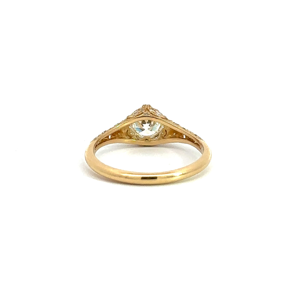 back side of Single Stone "Charlotte" old European diamond ring
