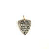 Erica molinari shield shape charm in 18k yellow and sterling silver "Gli occhi sono le finestre dell anima" inscribed with flowers
