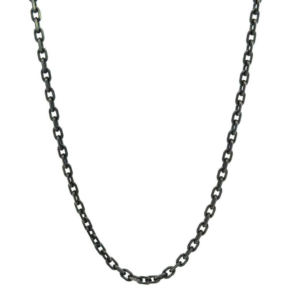 Erica Molinari oxidized sterling silver rectangle cable link chain necklace