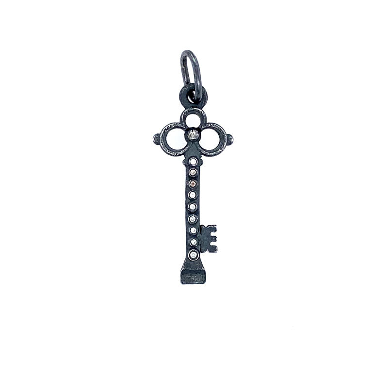 Erica Molinari Sterling Silver Diamond Ornate Key Charm