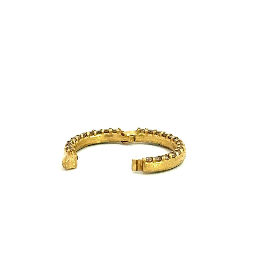 Erica Molinari 18K yellow gold large round champagne charm holder with diamonds named "sweet life" shown with hinge open