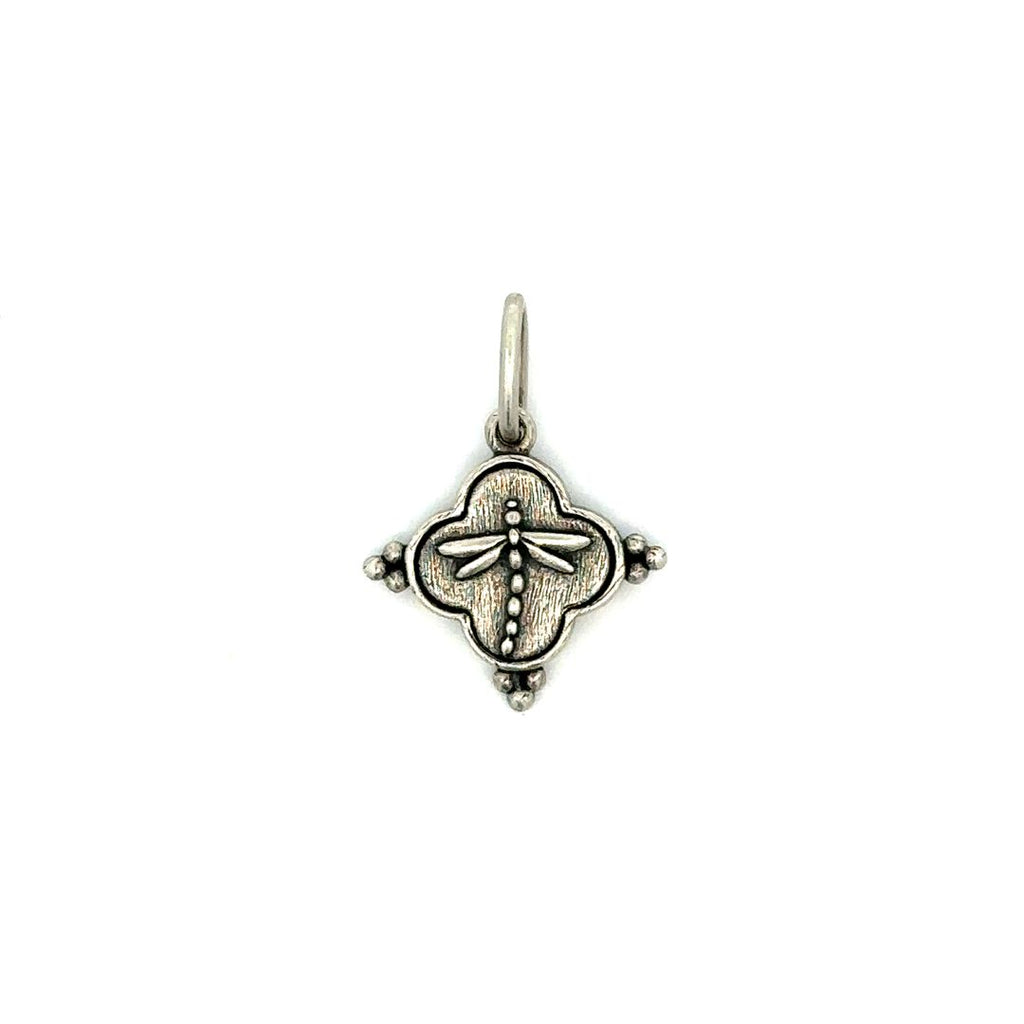 Erica Molinari sterling silver small flower charm with a dragonfly on the back side