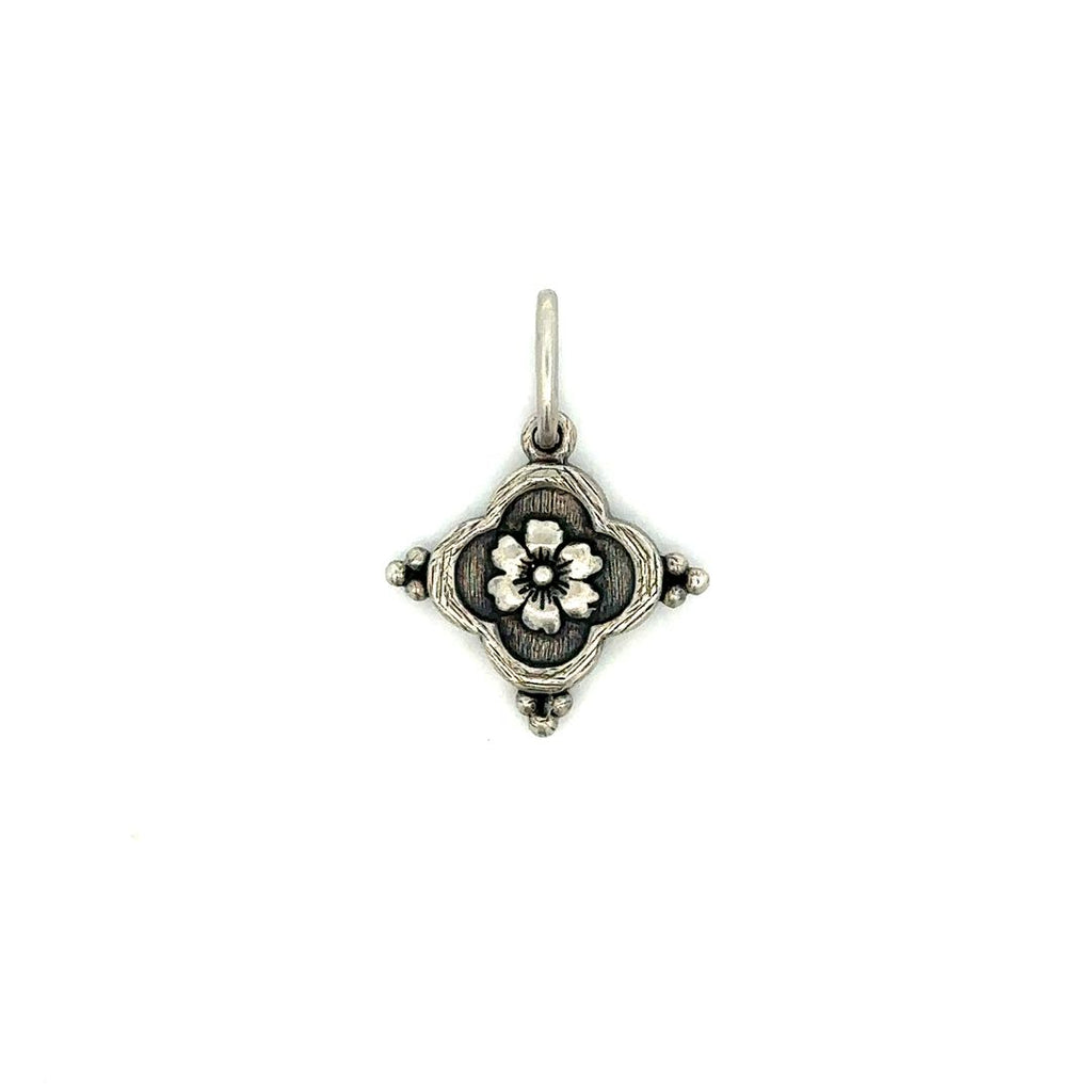 Erica Molinari sterling silver small flower charm with a dragonfly on the back