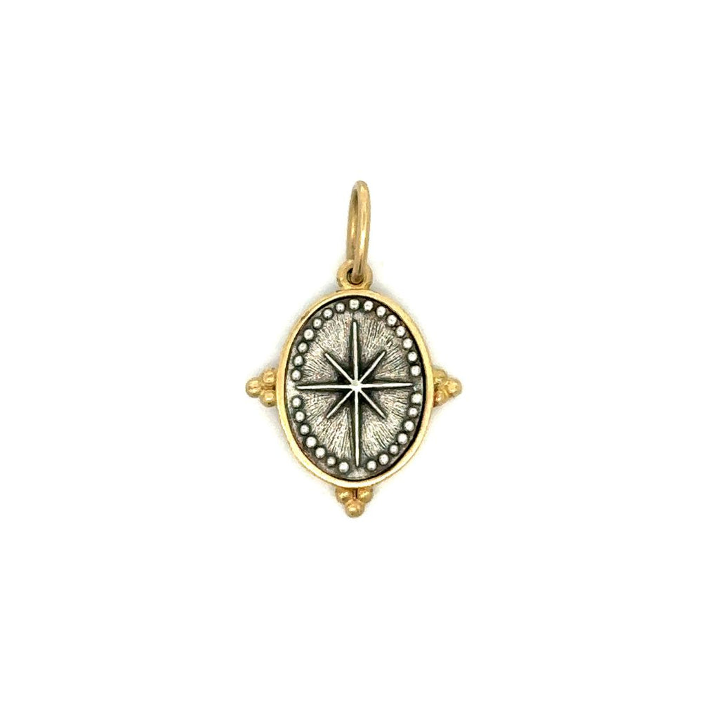 Erica Molinari sterling silver with 18k yellow gold rim back side with north star