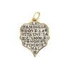 Erica Molinari Sterling Silver and 18K Yellow Gold Ornate Pointy Teardrop Tree of Life Charm inscribed with "family where life starts and love never ends" in Italian on the backside.