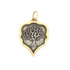 Erica Molinari C332C Sterling Silver and 18K gold rimmed teardrop shape charm with the tree of life on the front side