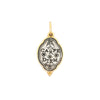 Erica Molinari C334C Sterling Silver and 18K Yellow Gold Rimmed Small Charm that features a bee with a crown above it on one side, and "carpe diem" inscribed on the other side, meaning "seize the day." Back view has small bee above "carpe" and little flowers across the back.