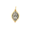 Erica Molinari C334C Sterling Silver and 18K Yellow Gold Rimmed Small Charm that features a bee with a crown above it on one side, and "carpe diem" inscribed on the other side, meaning "seize the day"