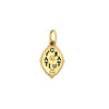 Erica Molinari 14k yellow gold small ornate oval hummingbird charm backside that says "gratuita" meaning "free" in Italian on the back side of charm