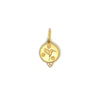Erica Molinari 14k yellow gold small round hummingbird charm with three brilliant diamonds at the base