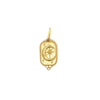 Erica Molinari 14k small rectangle moon and stars charm with 3 brilliant round diamonds at the base. 