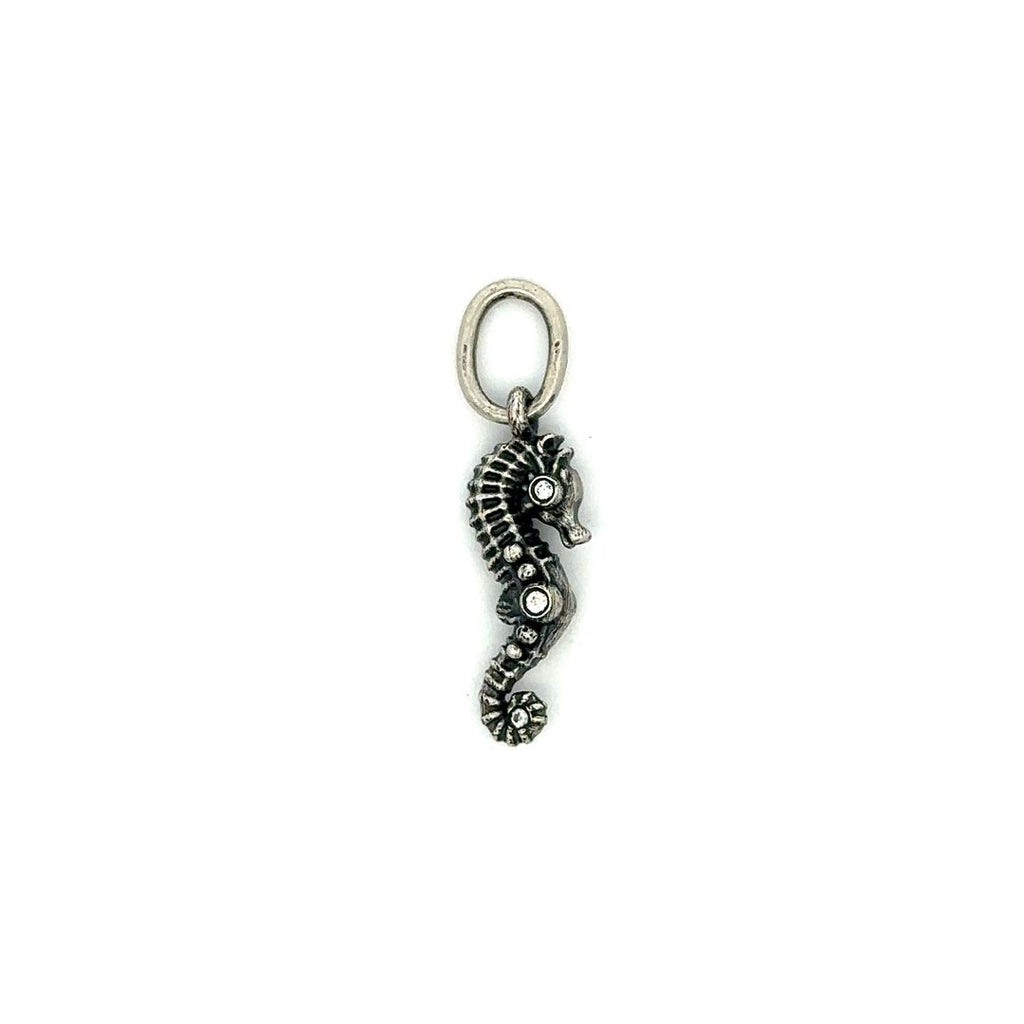 Erica Molinari sterling silver seahorse charm with 3 brilliant diamonds on each side
